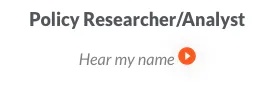 OCJ staff directory page showing the "Hear my name" link with NameDrop sound icon next to a team member's name